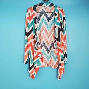 42POPS Cardigan Size Small Zig Zag Open Front Knit